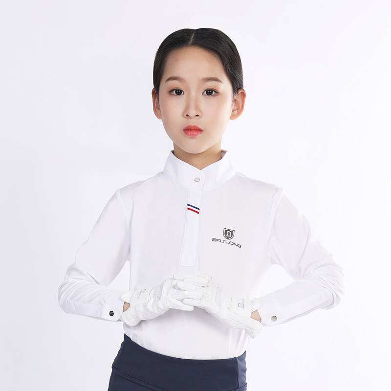 A horse-dressing t-shirt for children with long-sleeved sunscreen polo shirts for boys and girls on horseback