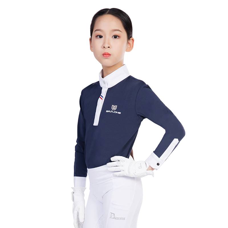 A horse-dressing t-shirt for children with long-sleeved sunscreen polo shirts for boys and girls on horseback