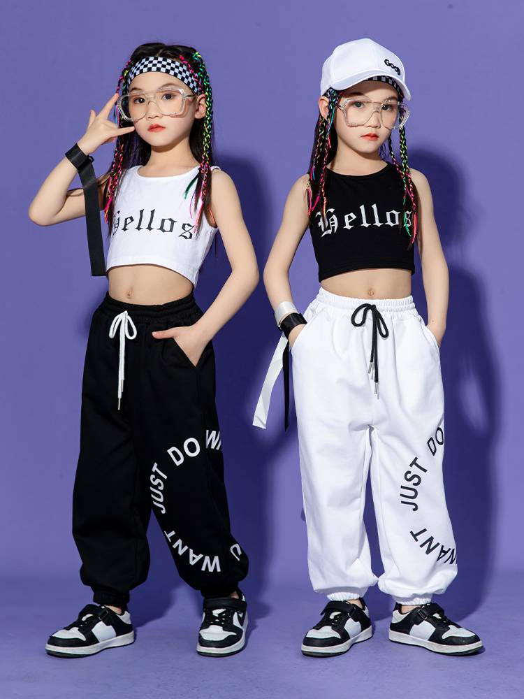 Children's Jazz Performance Services Summer Girls Lounge Hip -hop Dance Watches Vest Girl Model Travel Travel Training Cotton