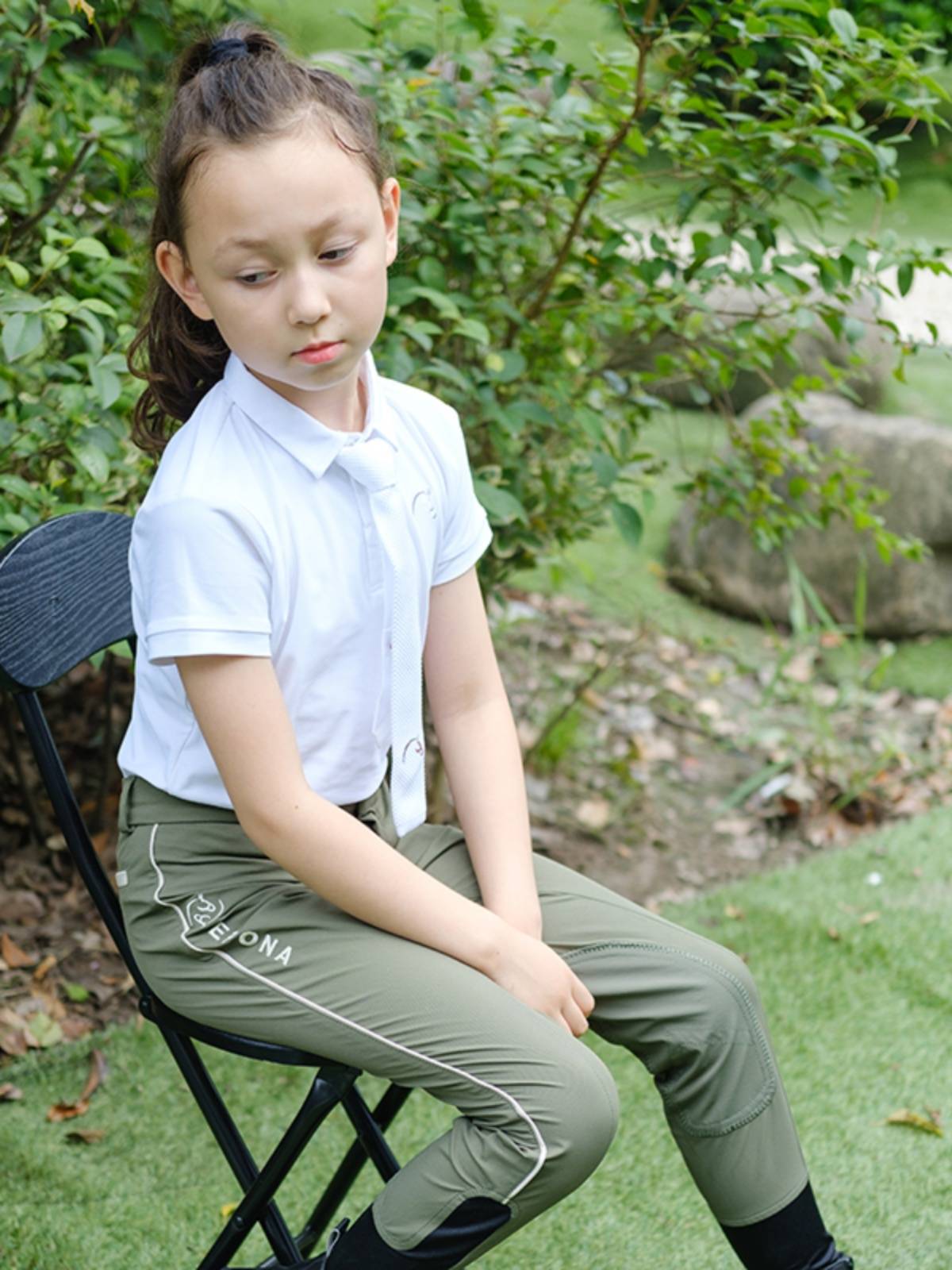 Epona Children's Equestrian T -shirt Equestrian competition comfortable and breathable square collar short -sleeved knight clothing does not include tie