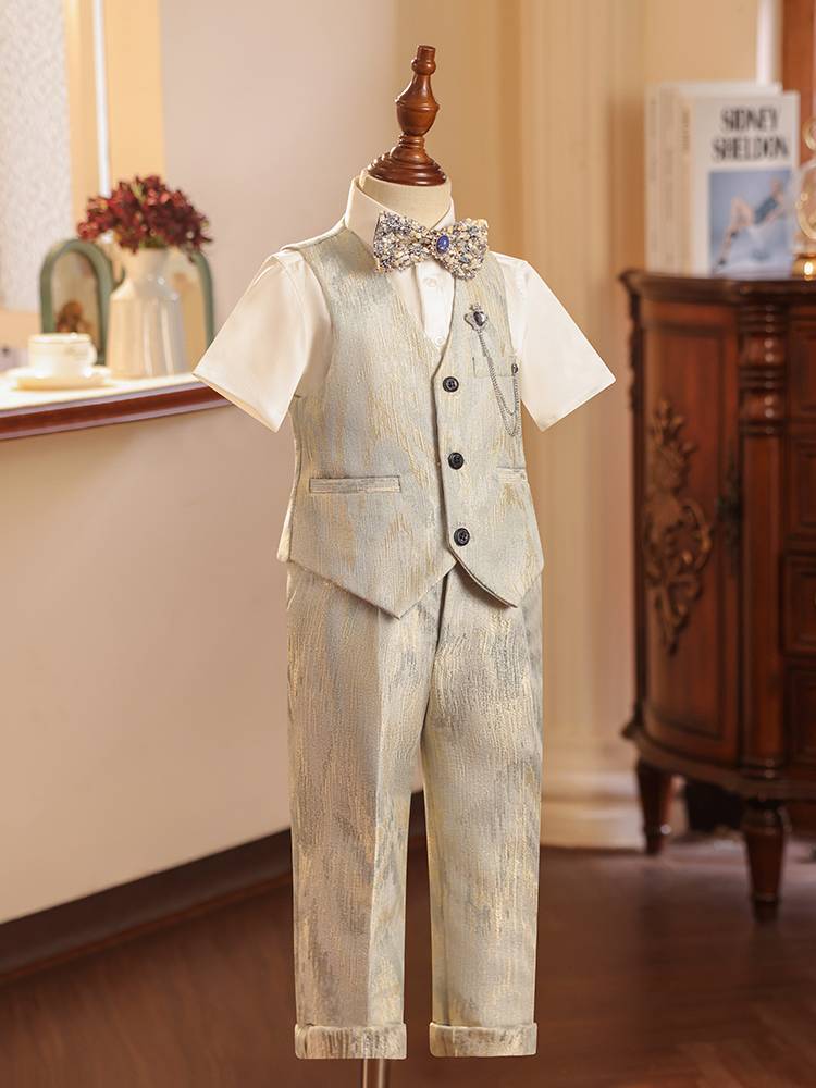 Children's suit suit boy dress short -sleeved vest hostel show piano performance service summer suits