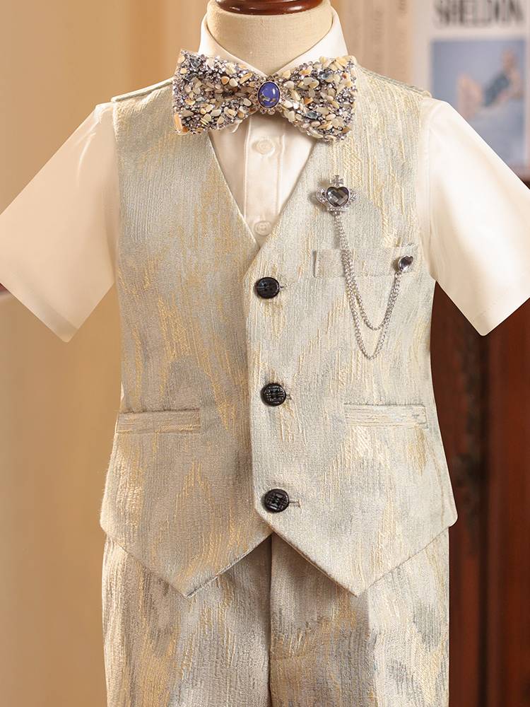 Children's suit suit boy dress short -sleeved vest hostel show piano performance service summer suits