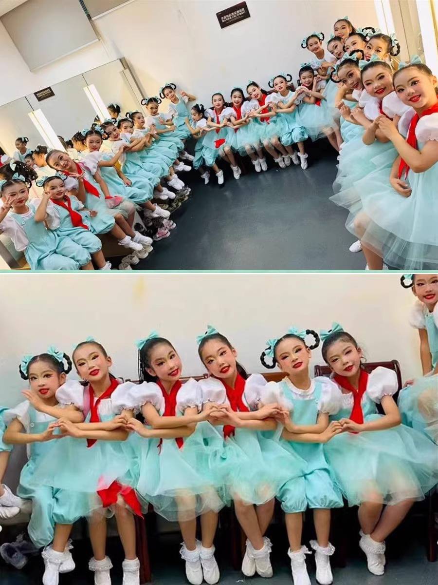 Xiaohe style first grade, I am not afraid of dance performances, kindergarten yarn skirts, back pants performance, textbook props