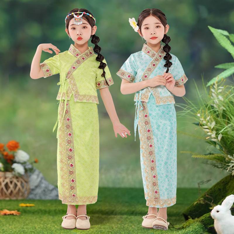 Liuyi Children's Dai Costume Girls in the Summer Yunnan Traditional Performance Service West Shuangbanna Travel Care Clothing