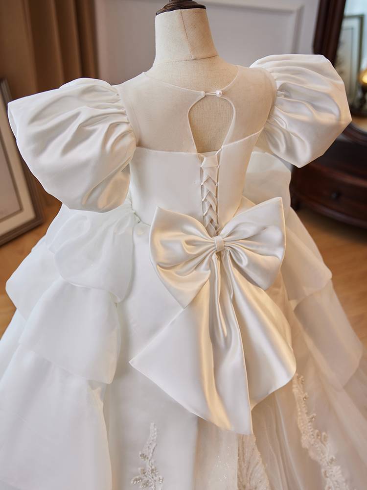 Girl host dress High -end children's wedding puffed flower girl wedding little girl piano performance show summer