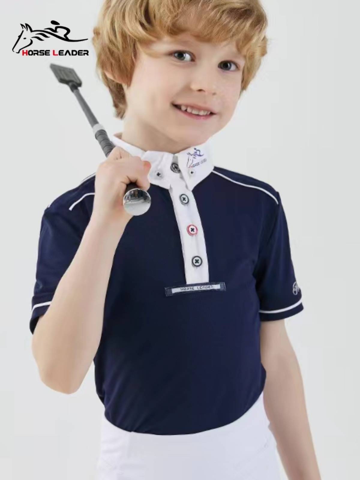 HorseLeader Summer Children's Speed Equestrian T -shirt Horse Polo Hemlumbe Short -sleeved Shirt Riding Men
