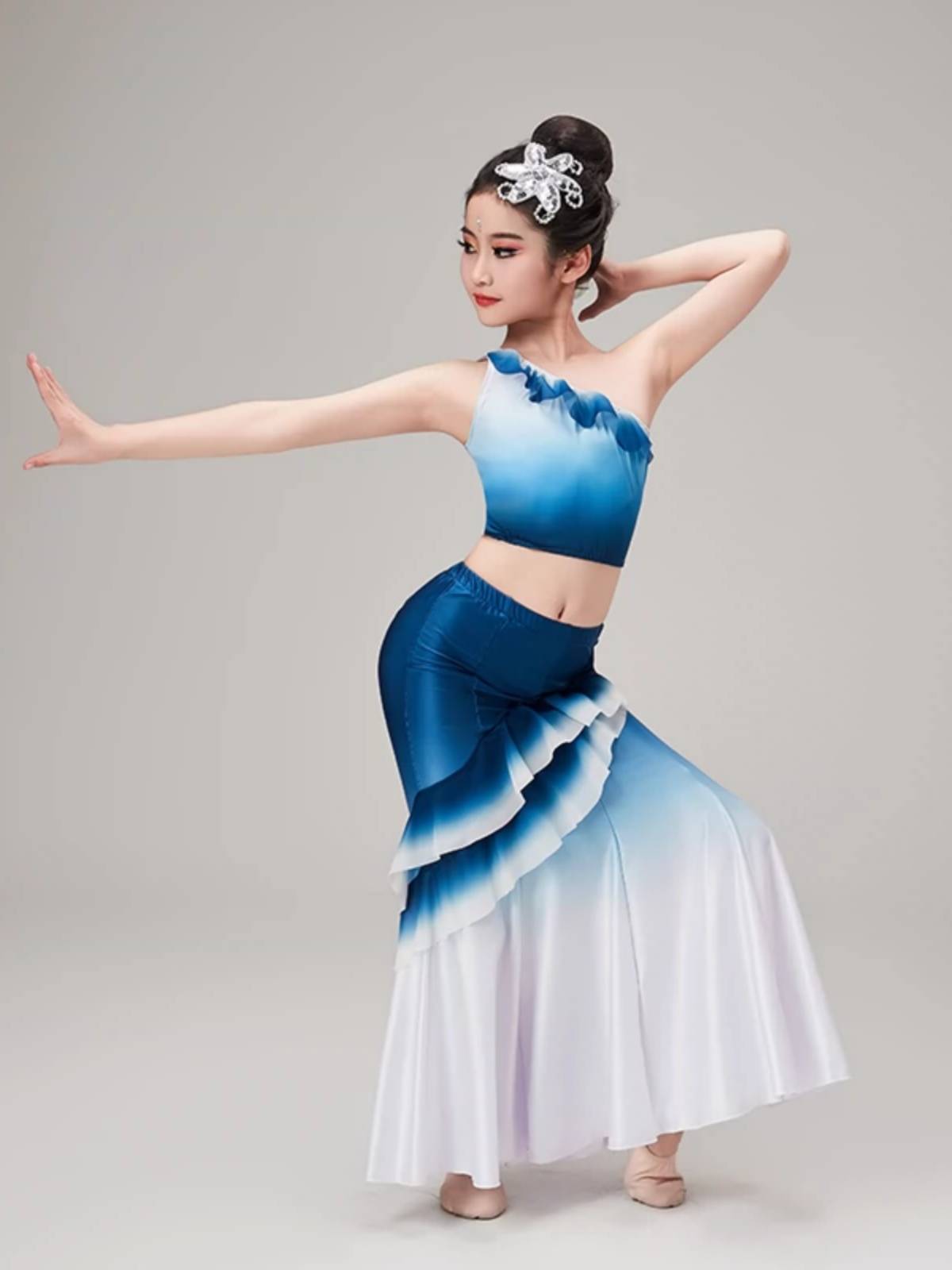 Children's Dai dance clothing children's Dai art test skirt peacock dance bag hip slim fishtail skirt Dai nationality performance clothing