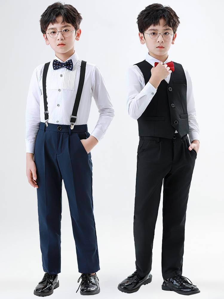 Children's host clothing boys dress vest set Flower girl summer small suit handsome piano performance clothing