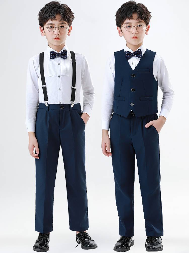 Children's host clothing boys dress vest set Flower girl summer small suit handsome piano performance clothing