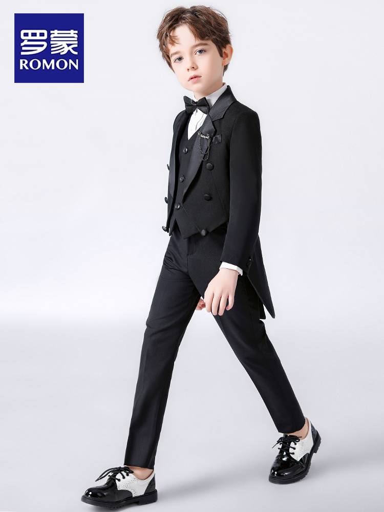 Luo Meng boys suit children's swallow tail suit piano violin flower girl performance clothes Zhongda boy boy dress