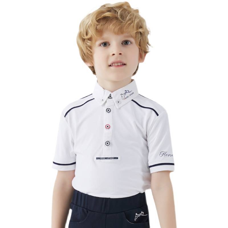 Children's Equestrian T -shirt T -shirt Summer Speed Dry Riding Equipment with Short -sleeved Boys Girls Knights Polo shirt