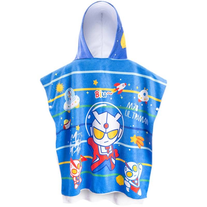 Children's bath towel cape with hat, boy girl swimming fast dry bath robe baby swimming portable water absorption beach towel