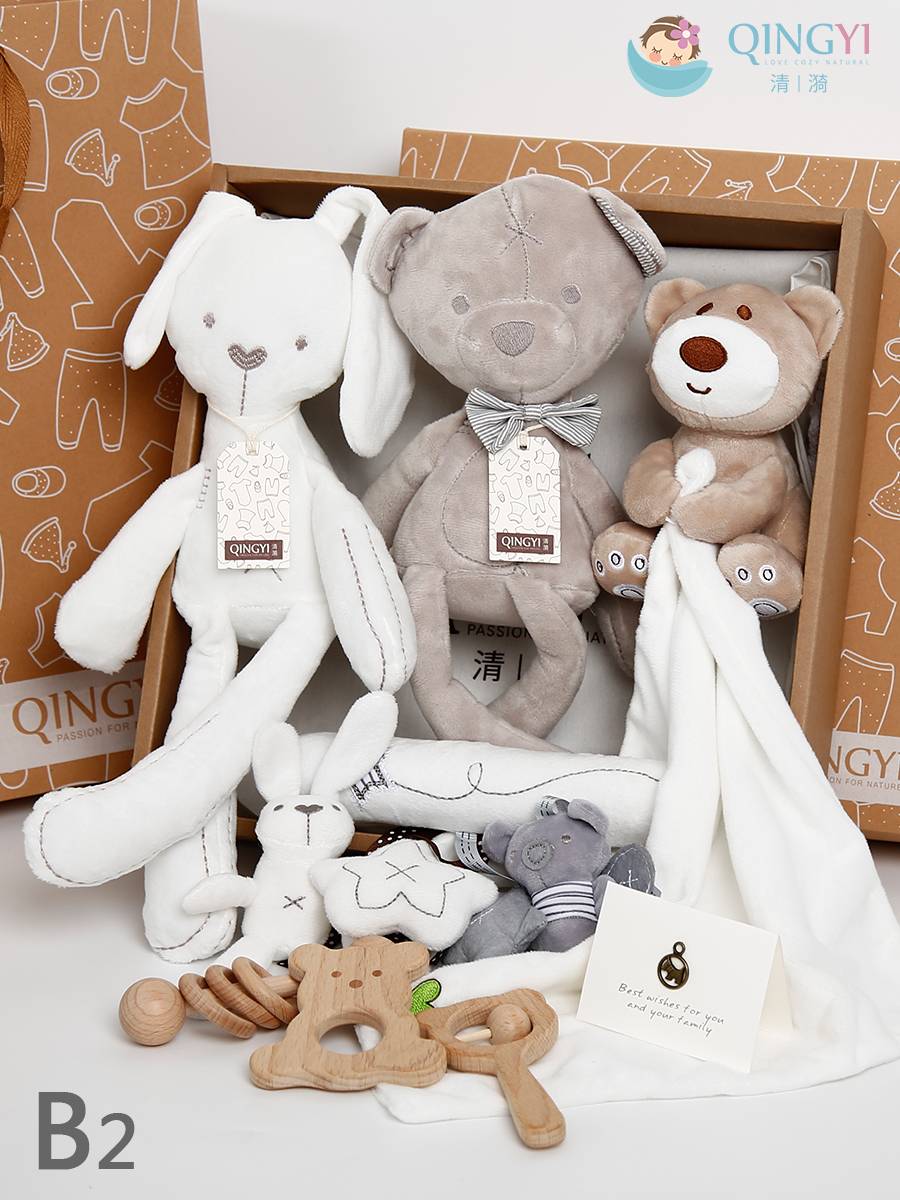Baby full moon appeases doll gift newborn supplies gift set junior baby wooden toys year -old gift
