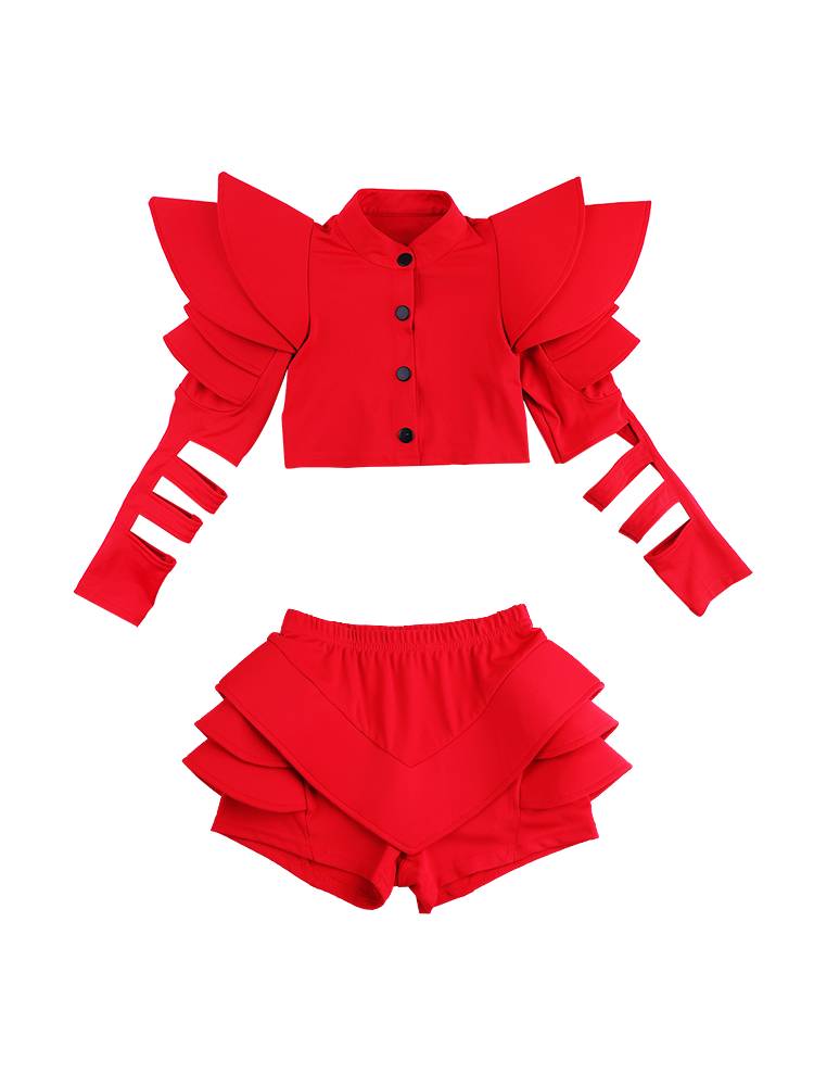 Girls' Environmental Protection Children's Model Show Set Fashion Tide Hip -Hop Street Dance runway fashion cool and domineering performance service
