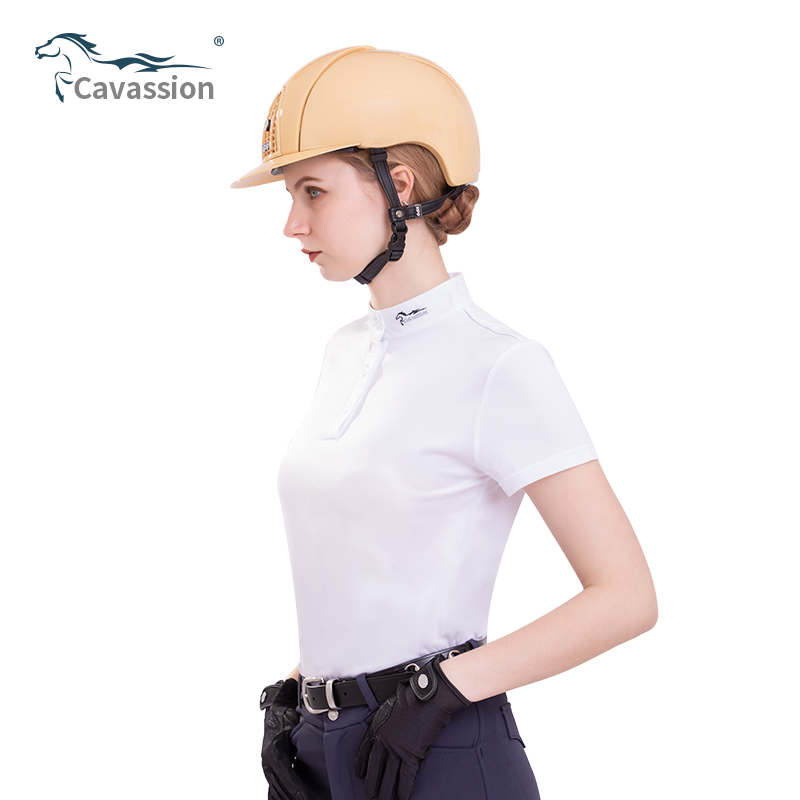 Cavassion-luxury summer equestrian T-shirt men and women adult equestrian equestrian competition white T-shirt 8102065