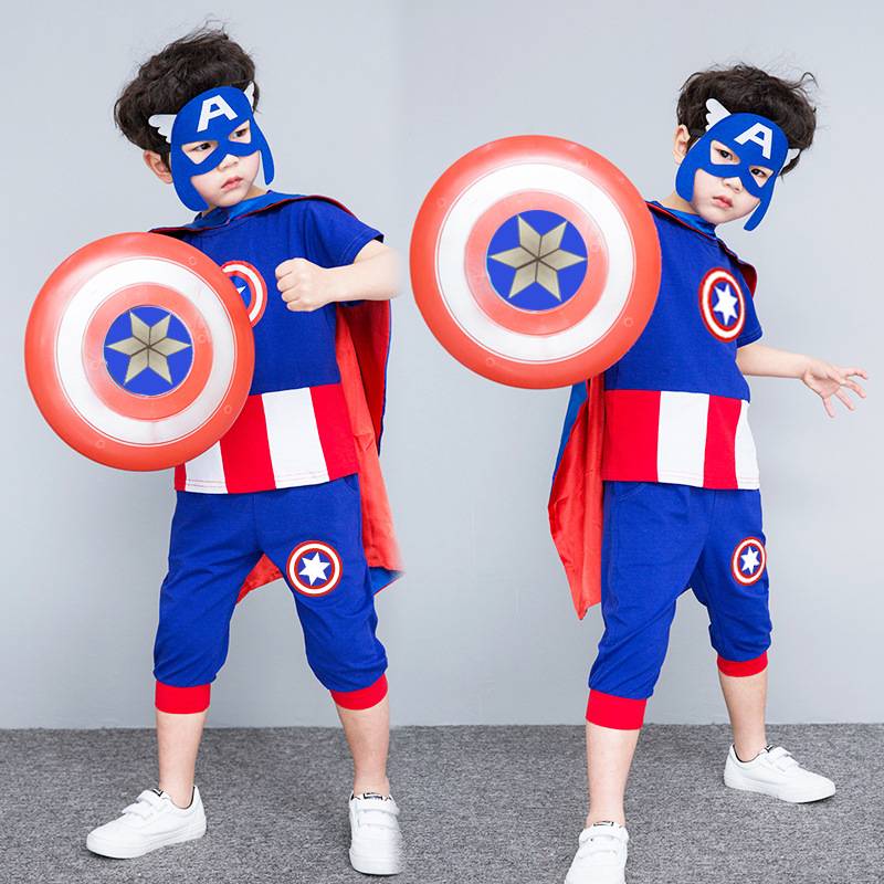 Captain America Children's Set Six One Cosplay Cosplay Role Playing Makeup Dance Clothing