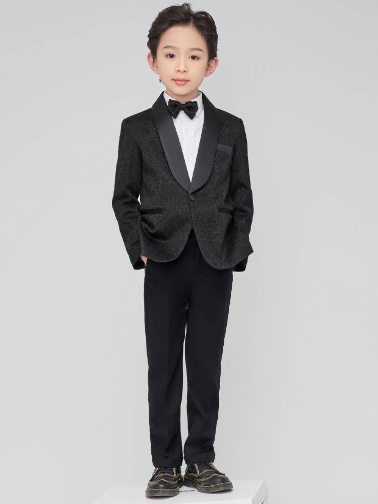 Children's suit suit Boys Host dress boy flower boy black suit new summer piano performance service