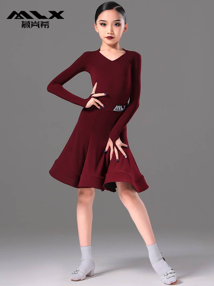 MLX8925 new Latin dance service girl long -sleeved competition stipulates to divide the children's dance test performance