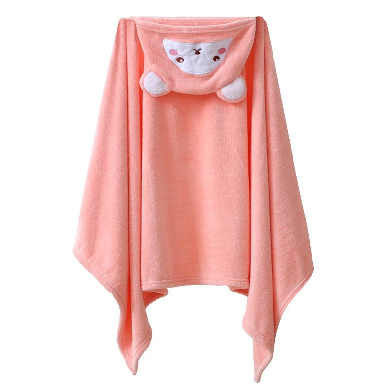 Children's bathrobe cloak coral velvet baby bath towel hooded cartoon baby bath thickened fast dry water absorption super soft