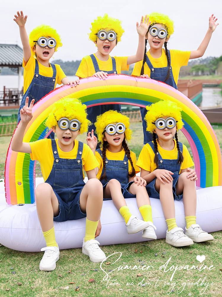 Children's Children's Little Yellow Dance Series Performance Services Spring and Summer Belt Pants Set Men and Women Kindergarten Performance Clothing