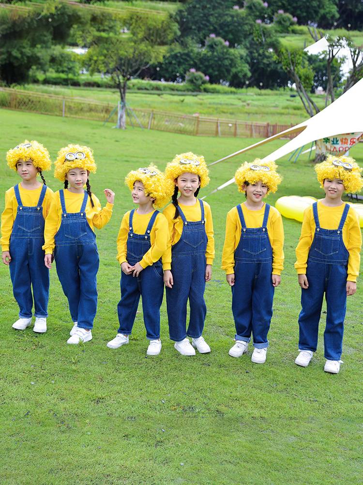 Children's Children's Little Yellow Dance Series Performance Services Spring and Summer Belt Pants Set Men and Women Kindergarten Performance Clothing