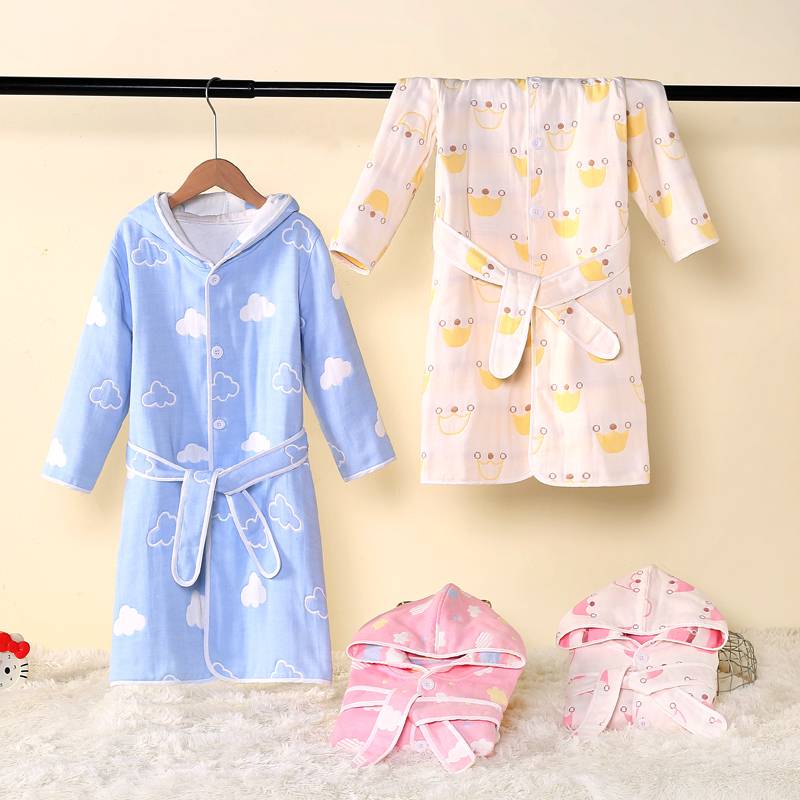 Children's bathrobe pure cotton gauze, wig, water, water, towels, boys, girls, swimming bath towels, cloak, yukata