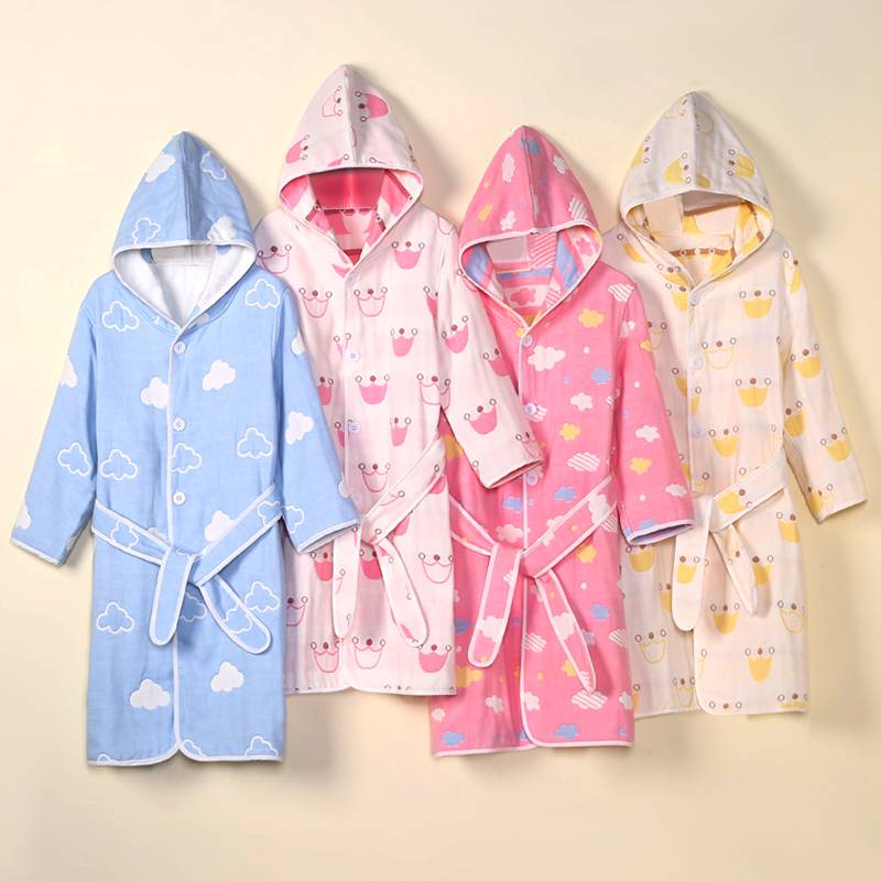 Children's bathrobe pure cotton gauze, wig, water, water, towels, boys, girls, swimming bath towels, cloak, yukata