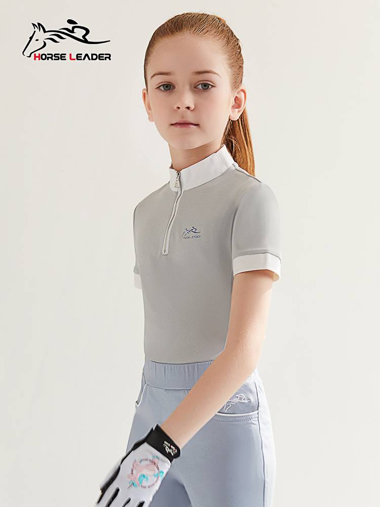 HorseLeader summer children's equestrian equipment short -sleeved T -shirt speed dry riding horsemas and puppets half -sleeved