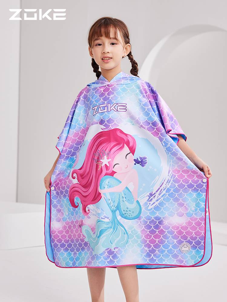 Zhouke Children's Bathrough Girl Water absorption, fast dry bath towels, boys swimming warm zoke panda towel swimsuit