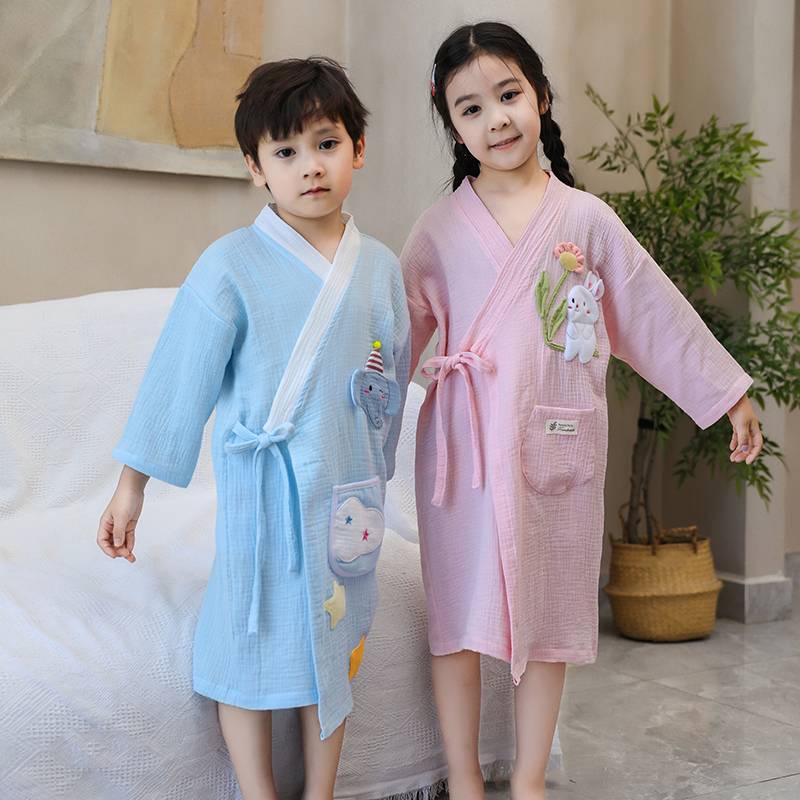 Summer Children's bath towel pure cotton gauze can wear cloak wrap water absorption, dry cotton, cotton, cotton, swimming bathrobe super soft