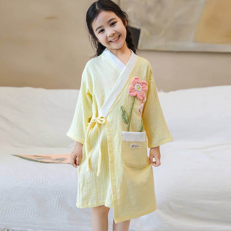 Summer Children's bath towel pure cotton gauze can wear cloak wrap water absorption, dry cotton, cotton, cotton, swimming bathrobe super soft