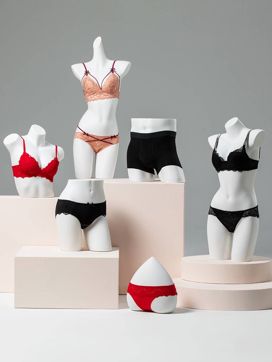 Underwear model display shelf, men's half -bodies, bra, panties and panties, fake human skin color model underwear display props