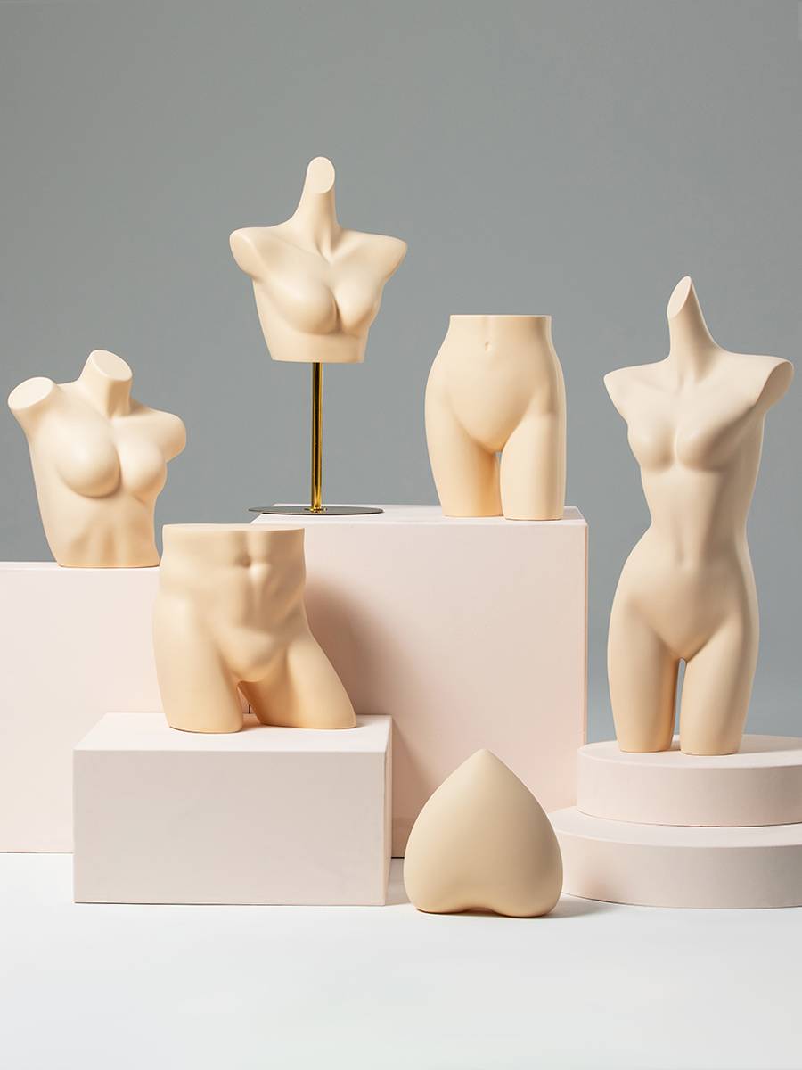Underwear model display shelf, men's half -bodies, bra, panties and panties, fake human skin color model underwear display props