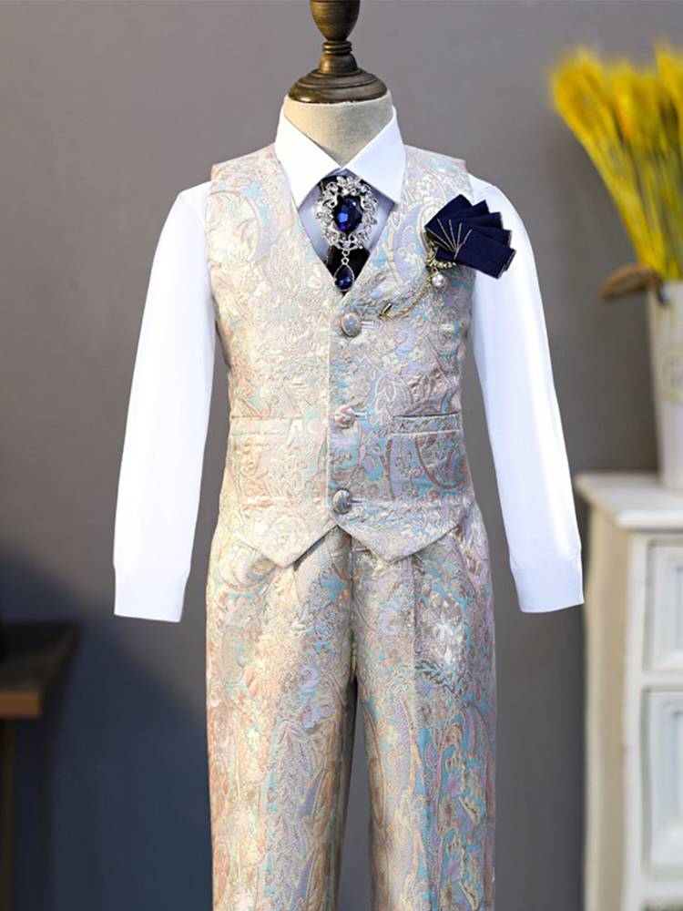 Children's suit suit Flower boy boy dress high -end young boys catwalk show hosted clothing piano performance clothing