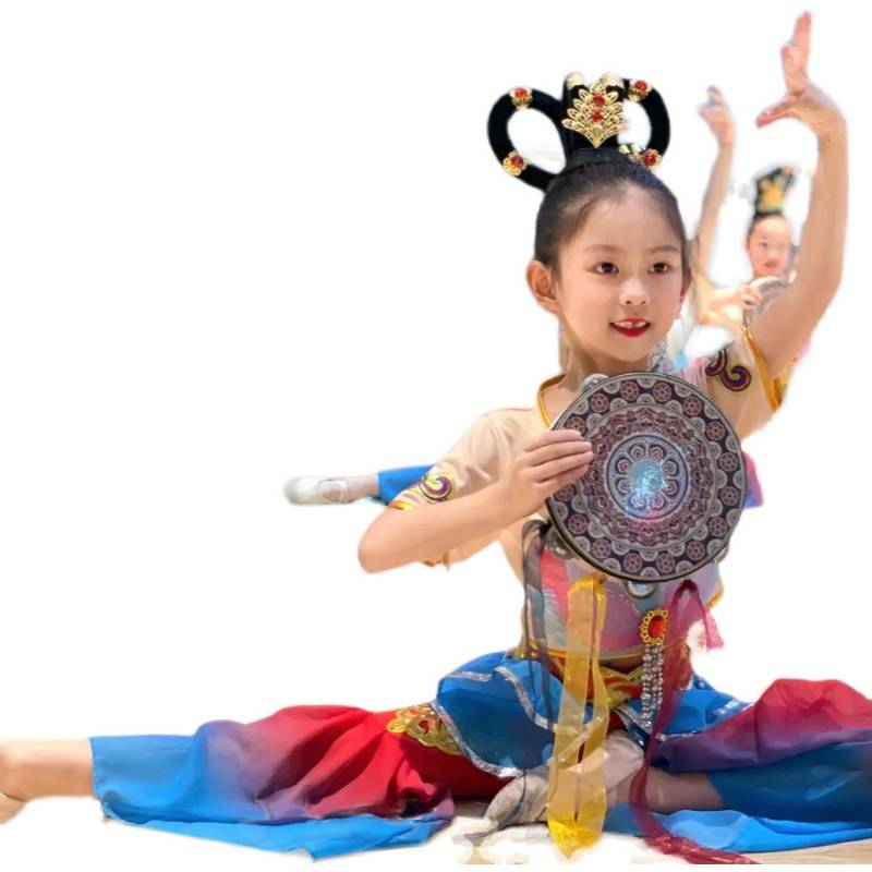 Dunhuang dance clothing children's classical dance clothing Flying Drum performed beautiful sound rebounded pipa road with a bell drum girl