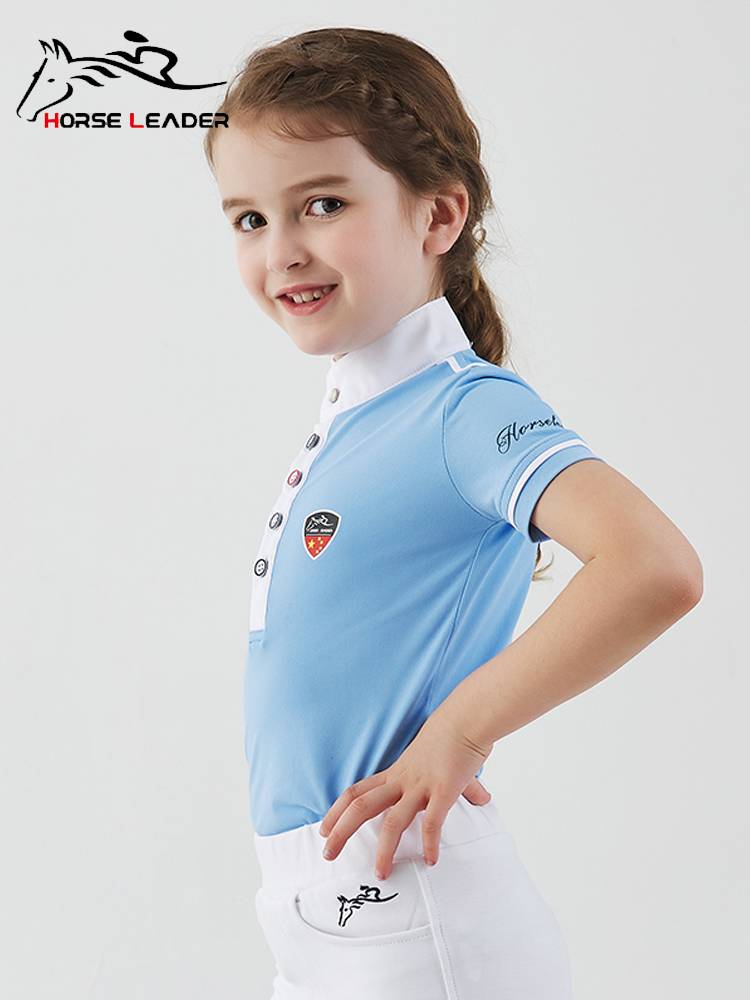 HorseLeader Summer Equestrian T -shirt Short -sleeved Equestrian Clothing Knight Equipment Polo Polo
