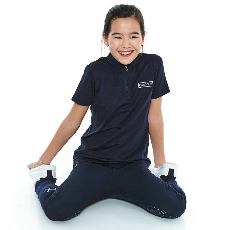 French Harcour Children's Equestrian T -shirt Bar shirt Barflow Circuit Riding Short -sleeved Speed ​​-drying Boom Boys Girls Wear T -shirts