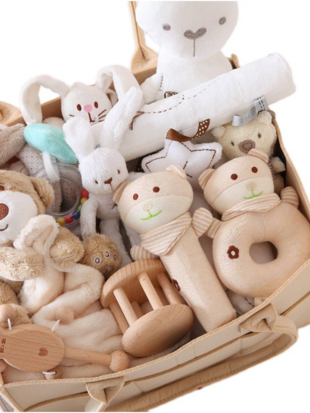 Newborn baby gift box Full moon meets gift wooden ratting toys