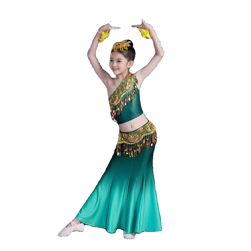 New children's Dai dance performance service girl Dai peacock dance dance bag hip fishtail skirt children's quality performance service