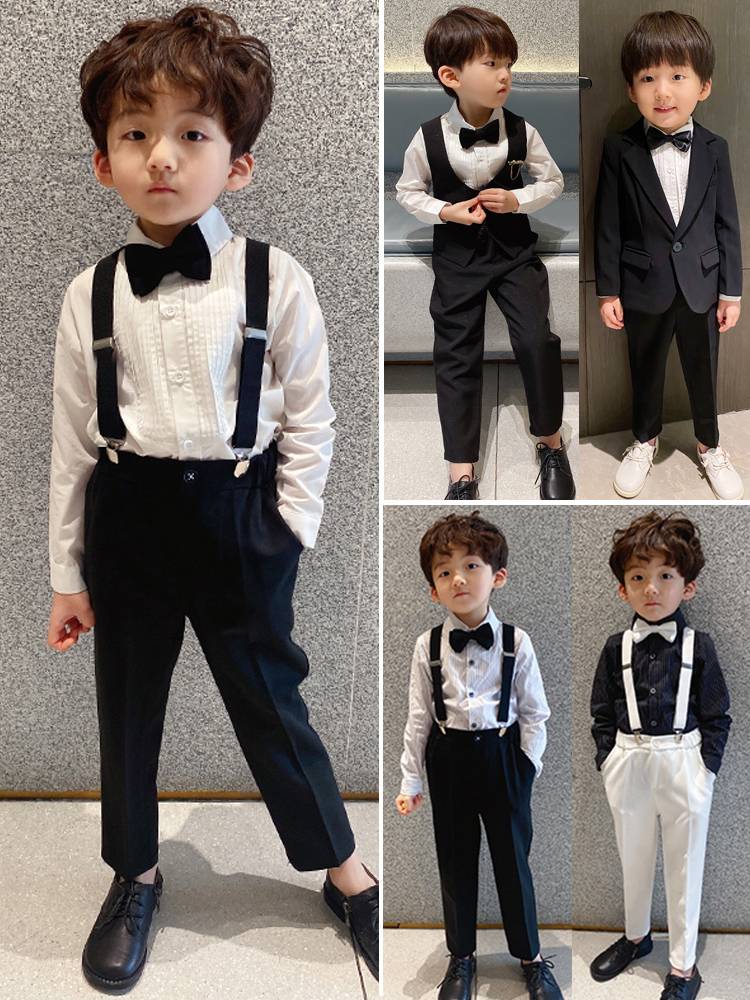 Spring Korean version of boys shirt suits, British new temperament children host catwalk show piano performance suit