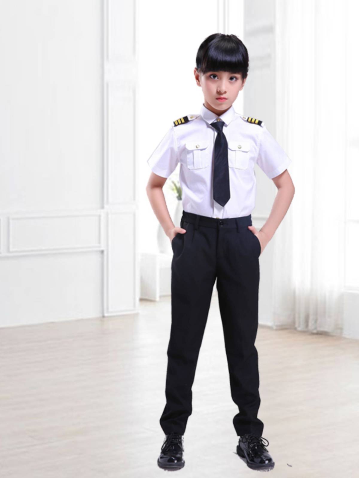 Children's pilot captain performed aircraft engineer boys and girls performing the Chinese captain service children's stage clothing