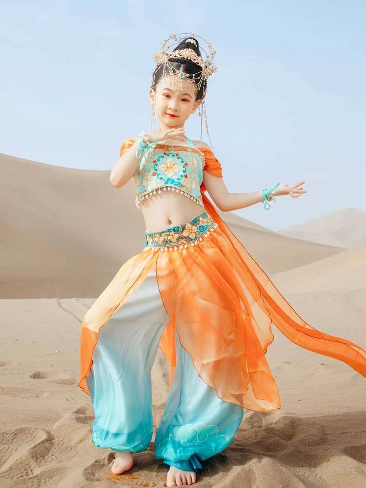 Dunhuang Feitian Children's Performance Service Girls Music Drum Hanfu Dance Service Classical Dance Exotic Style National Performance Service