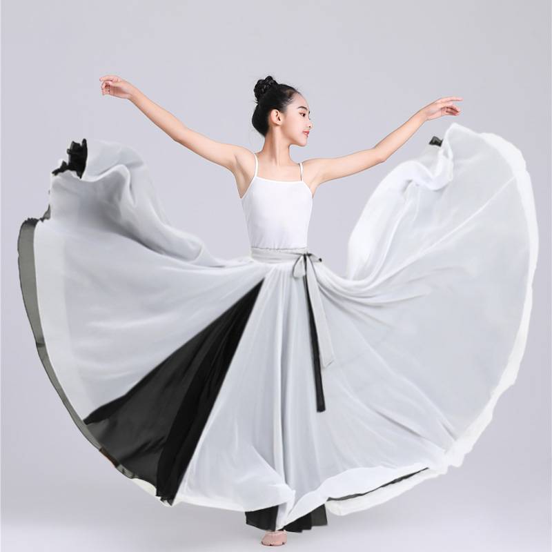 Children's 720 -degree big skirt double -sided wearing classical dance national modern dance performance practice half -body skirt