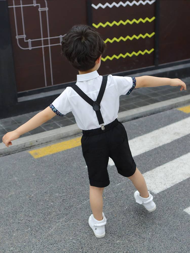 Boys' little dress set Boy Host Flower Children's Kindergarten Graduated Piano Performance Clothing Suit Summer