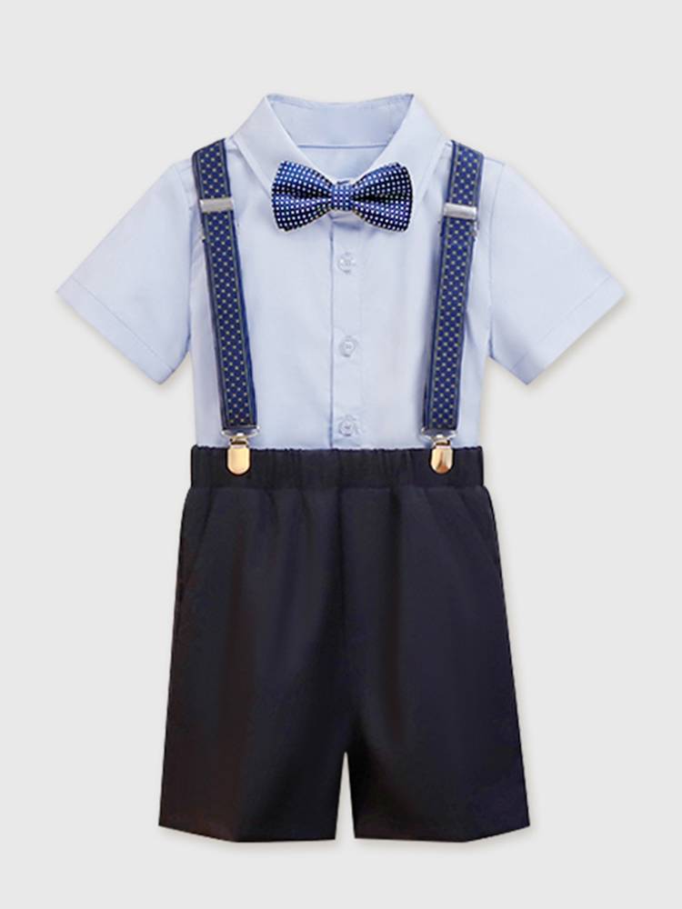 Flower boy boy dress set 2024 Summer short -sleeved children casual suit host piano performance service Britain