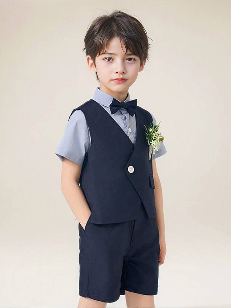 Flower boy boy dress set 2024 Summer short -sleeved children casual suit host piano performance service Britain