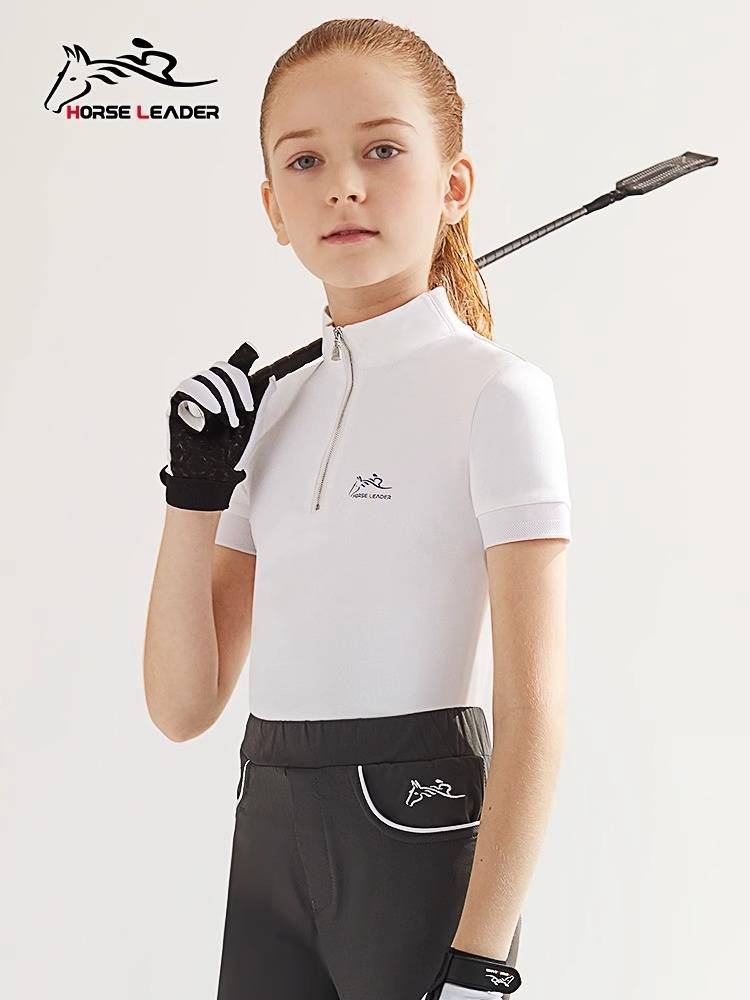 HorseLeader summer children's equestrian equipment short -sleeved T -shirt speed dry riding horsemas and puppets half -sleeved