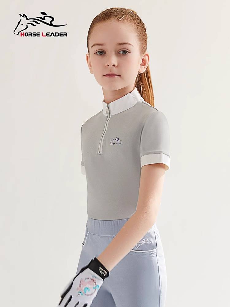 HorseLeader summer children's equestrian equipment short -sleeved T -shirt speed dry riding horsemas and puppets half -sleeved