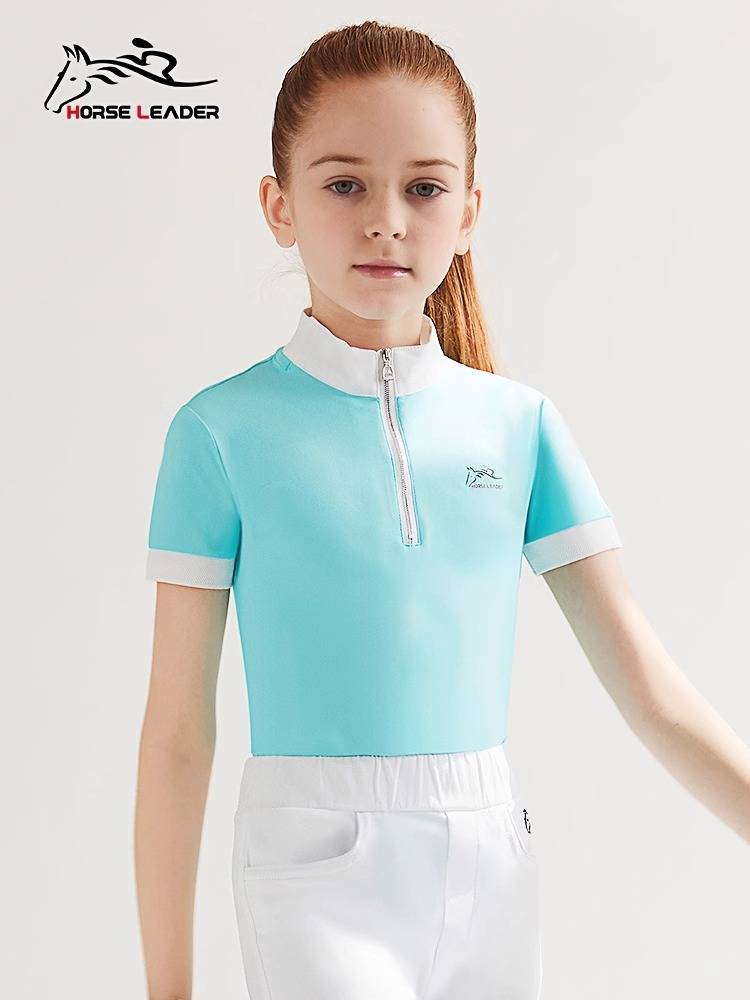 HorseLeader summer children's equestrian equipment short -sleeved T -shirt speed dry riding horsemas and puppets half -sleeved