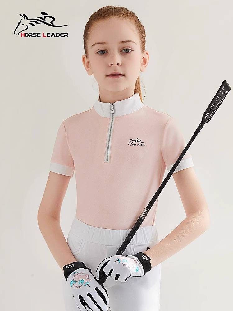 HorseLeader summer children's equestrian equipment short -sleeved T -shirt speed dry riding horsemas and puppets half -sleeved